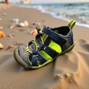 Keen Little Kids' Seacamp II CNX Naval Academy/Chartreuse Sandals Size 8
